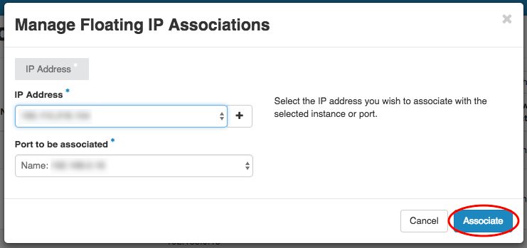Manage floating IP Associations