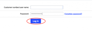 Log in control panel