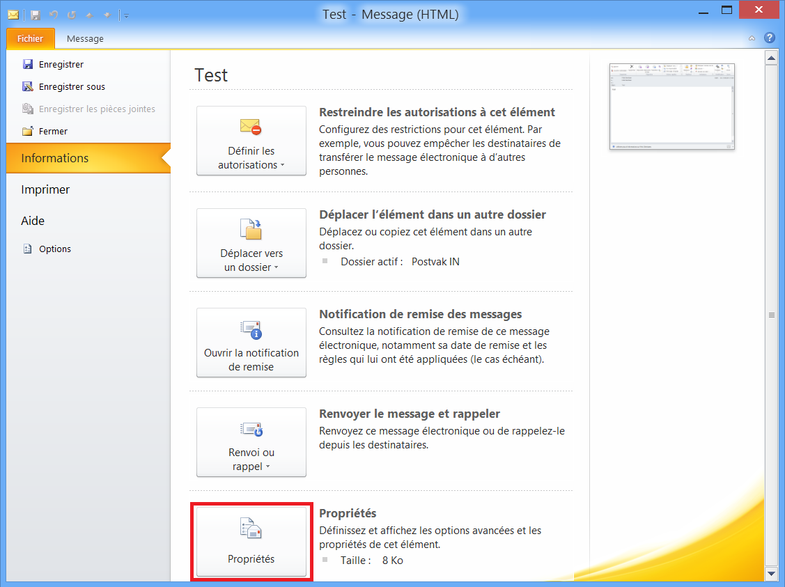 Cliquez sur Propriétés