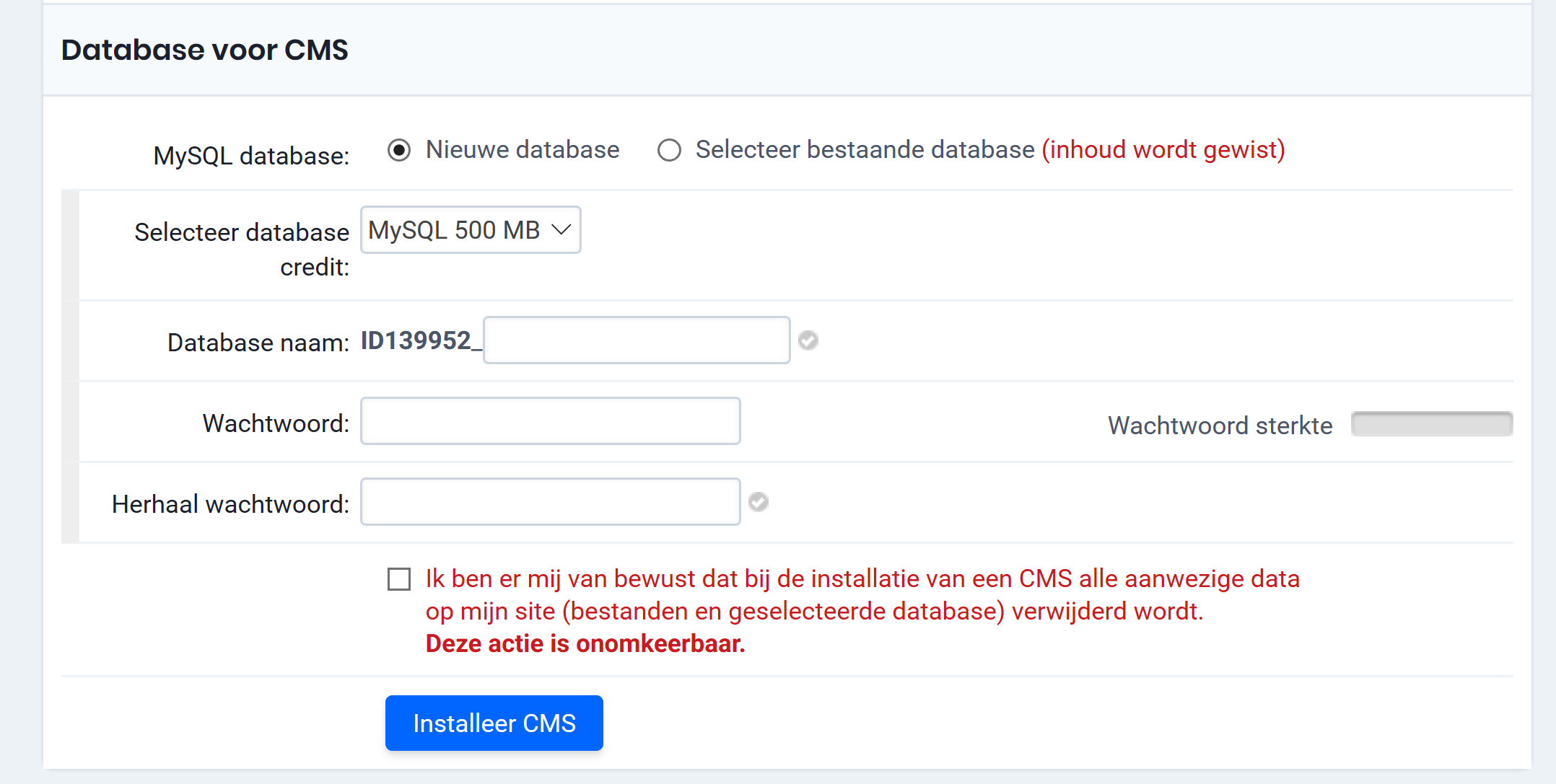 Database voor CMS