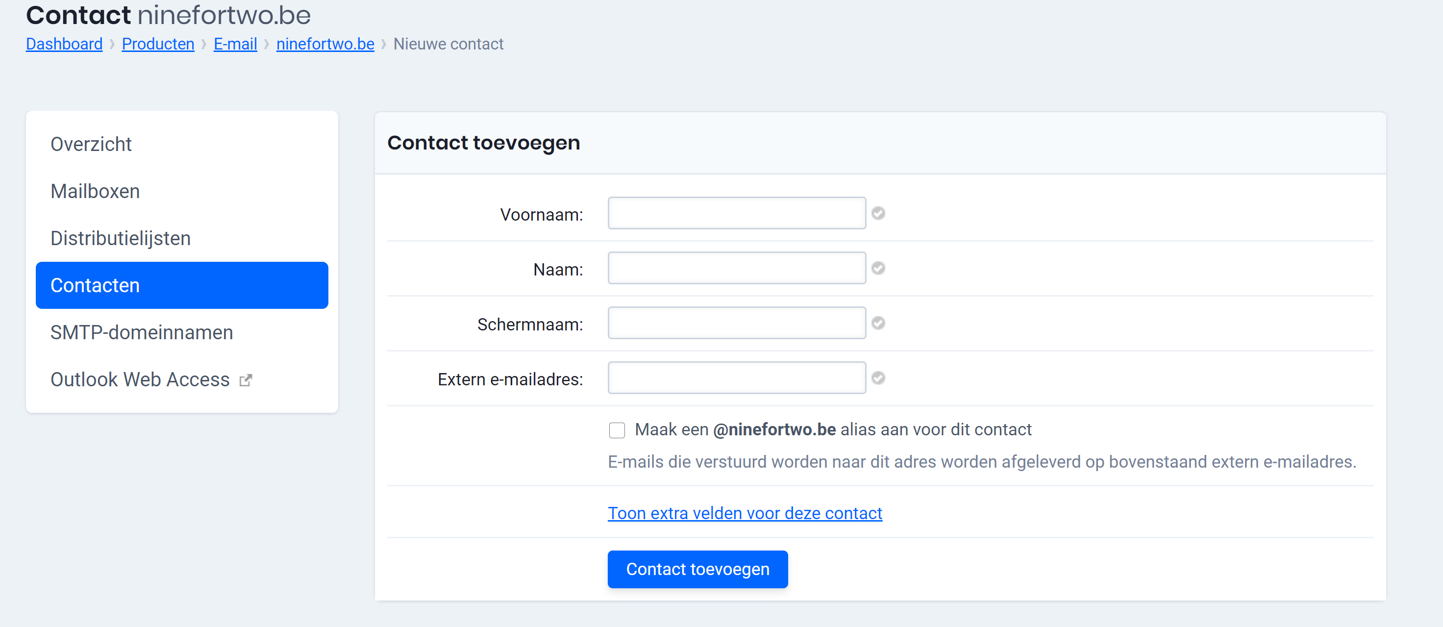 Exchange contact aanmaken