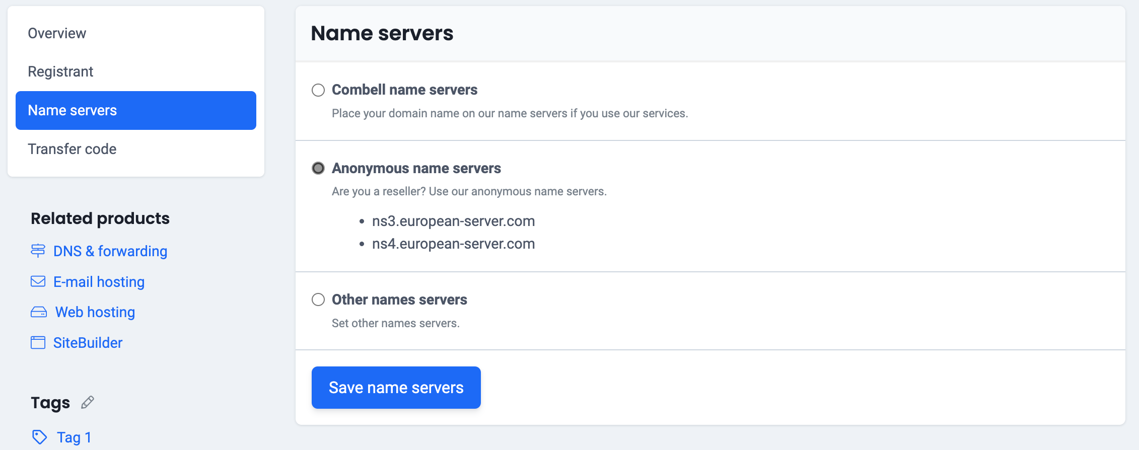 Choose "$$BrandName$$ name servers"