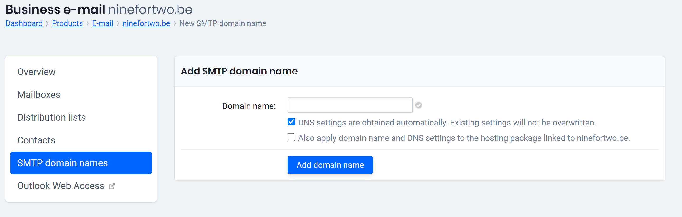 add smtp domain name