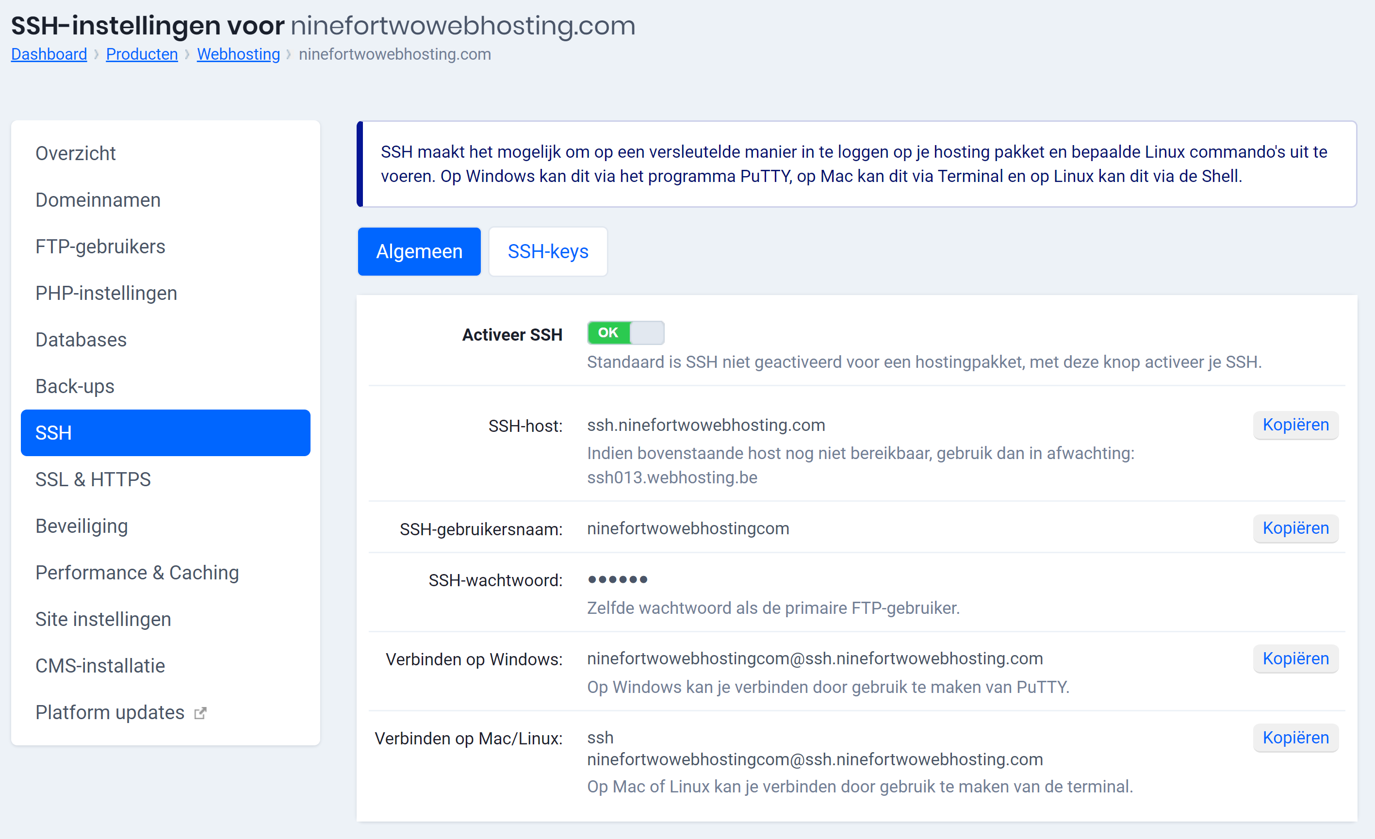 ssh activeren - linux
